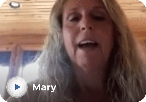 Mary sharing her testimonial about health improvements and energy gains from Marrie Simpson's wellness program.