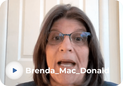 Brenda Mac Donald sharing her testimonial about Marrie Simpson's health and wellness program, emphasizing positive changes and improved energy levels.